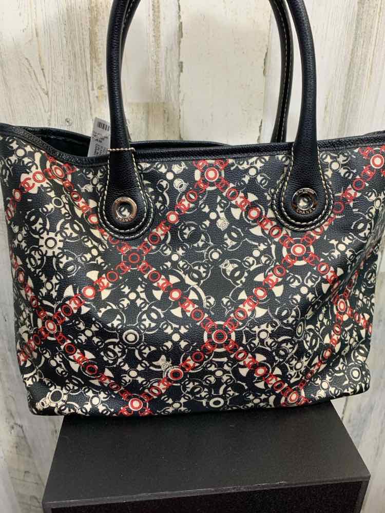 PRE-OWNED CHANEL BLK/WHT/RED Handbag