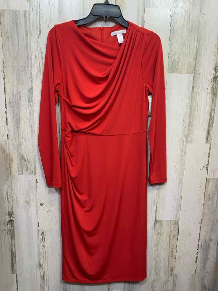 PRE-OWNED LONDON TIMES Dresses and Skirts Size 6 Red Solid COWL NECK Dress/RED L