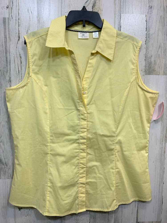 PRE-OWNED LEE Tops Size XXL yellow/wht Checkered SLEEVELESS Shirt/YELLOW/WHITE C