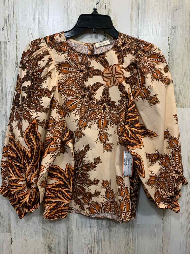 MAUDE VIVANTE Tops Size XS BRN/TAN Floral 3/4 LENGTH TOP