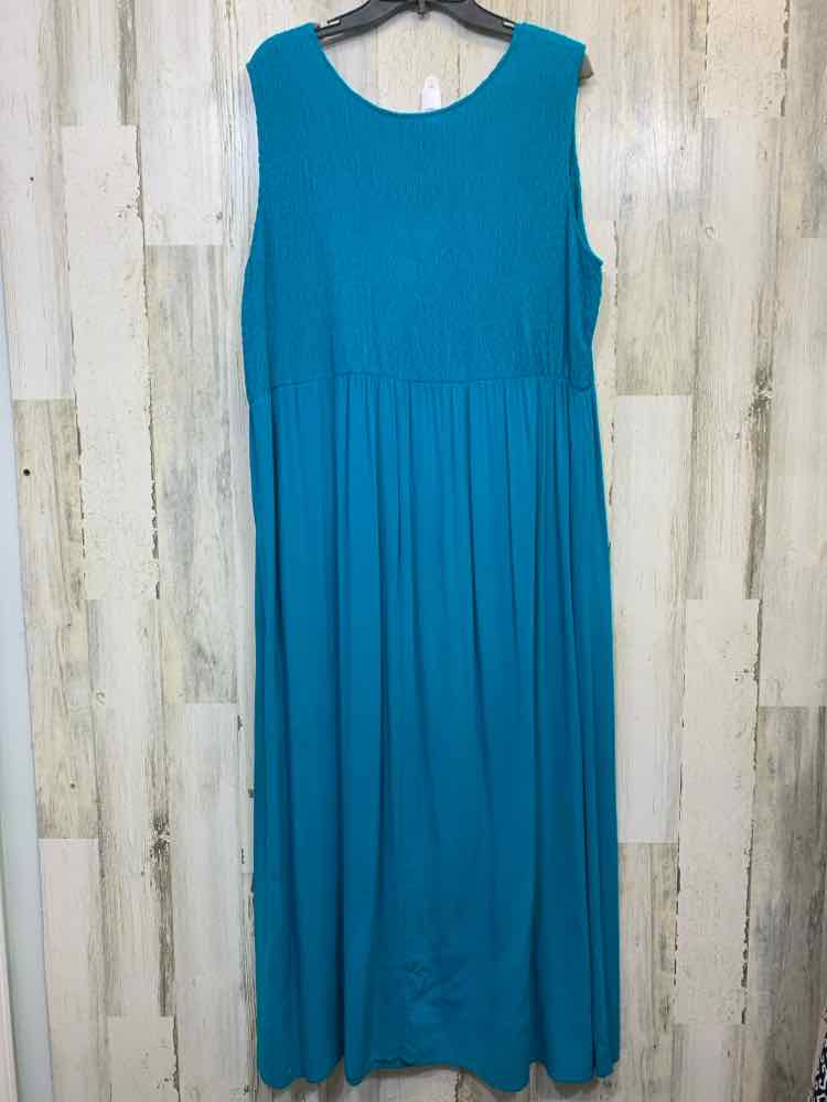 PRE-OWNED KIM ROGERS Dresses and Skirts Size 3X Teal RIBBED MAXI Dress/TEAL RIBB