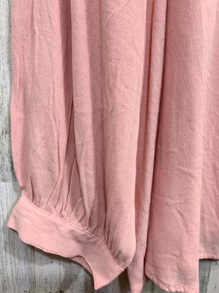 NWT STYLE & CO Tops Size 2X ROSE Solid LONG SLEEVE Blouse/RUFFLE DETAIL ON NECK