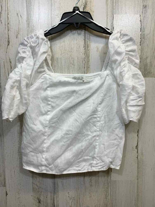 PRE-OWNED RACHEL ZOE Tops Size L White RUFFLES CROP TOP Blouse/WHITE RUFFLE SLEE