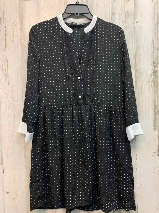 ZARA Dresses and Skirts Size S BLACK/WHITE DOTS LONG SLEEVES Dress