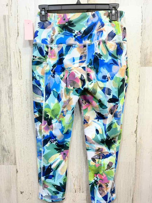 PRE-OWNED RBX BOTTOMS M BLUE/AQUA/GRN/PINK/NAVY Floral CAPRI Activewear Bottom/A