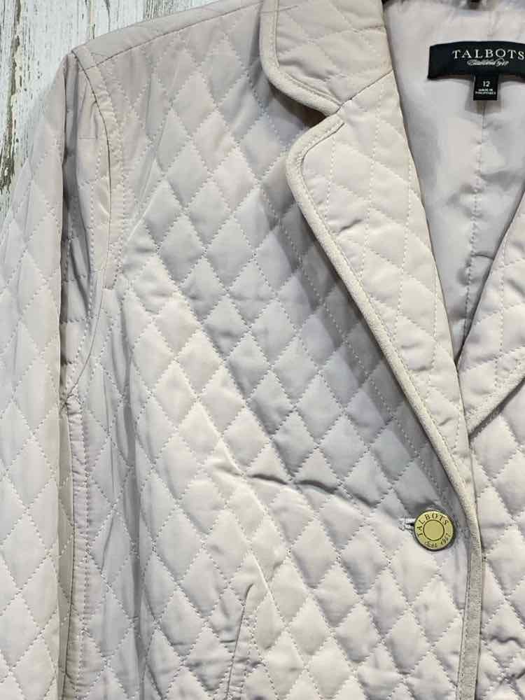 PRE-OWNED TALBOTS JACKETS / COATS Size 12 Beige QUILT JACKET Jacket/BEIGE QUILT