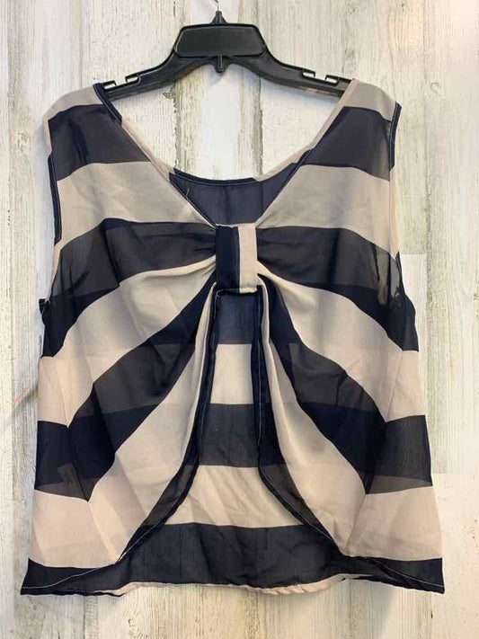 PRE-OWNED LIVE 4 TRUTH Tops Size L NVY/TAN Stripe SLEEVELESS TOP
