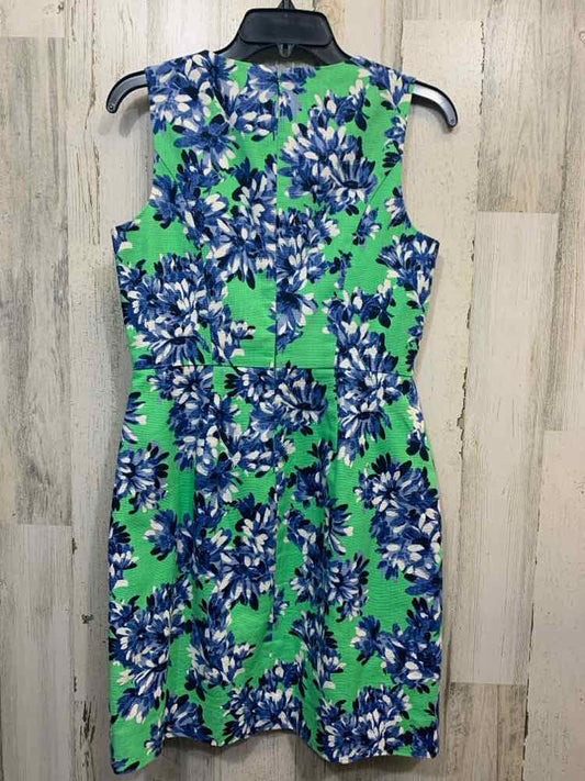 PRE-OWNED J CREW Dresses and Skirts Size 4 GRN/BLU/WHT Floral A-LINE Dress