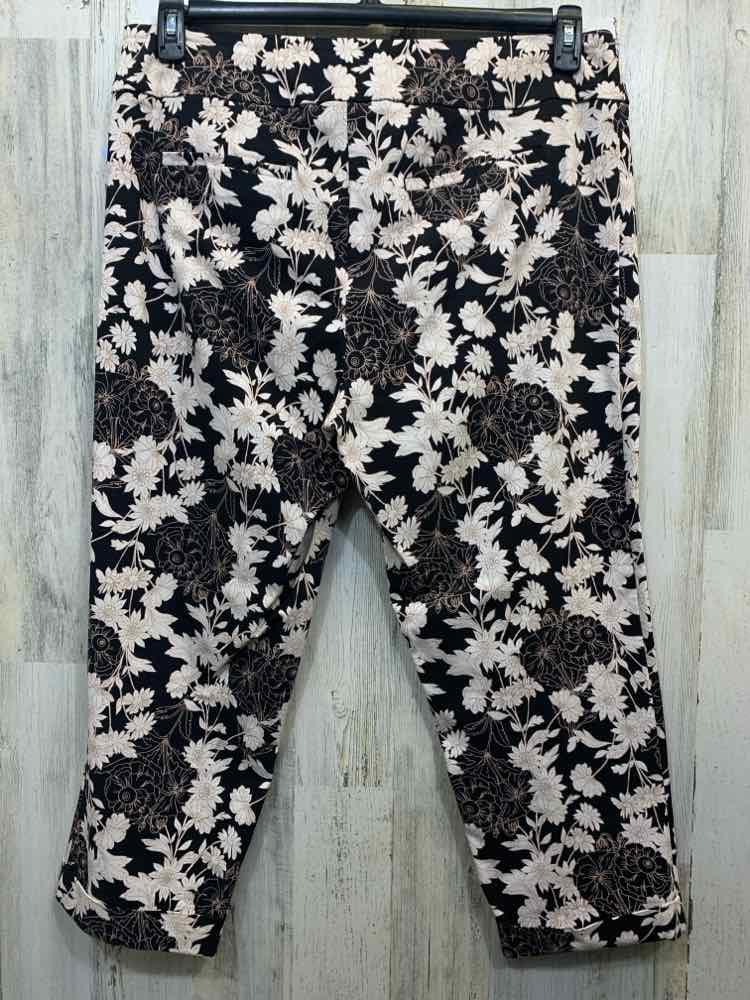 PRE-OWNED Size 18W TRIBAL BOTTOMS BLACK/WHITE Floral STRAIGHT Pants/BLACK/WHITE