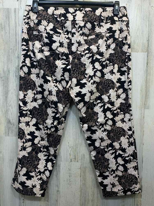 PRE-OWNED Size 18W TRIBAL BOTTOMS BLACK/WHITE Floral STRAIGHT Pants/BLACK/WHITE