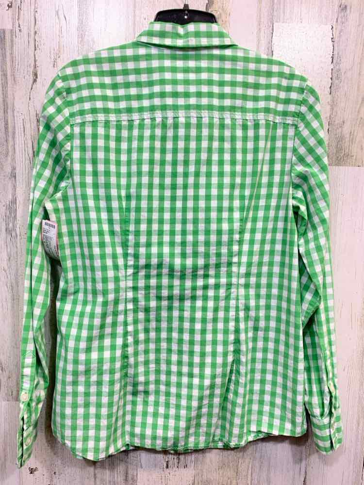 PRE-OWNED VINEYARD VINES Tops Size 8 GREEN/WHITE Plaid BUTTON UP Shirt/GREEN PLA