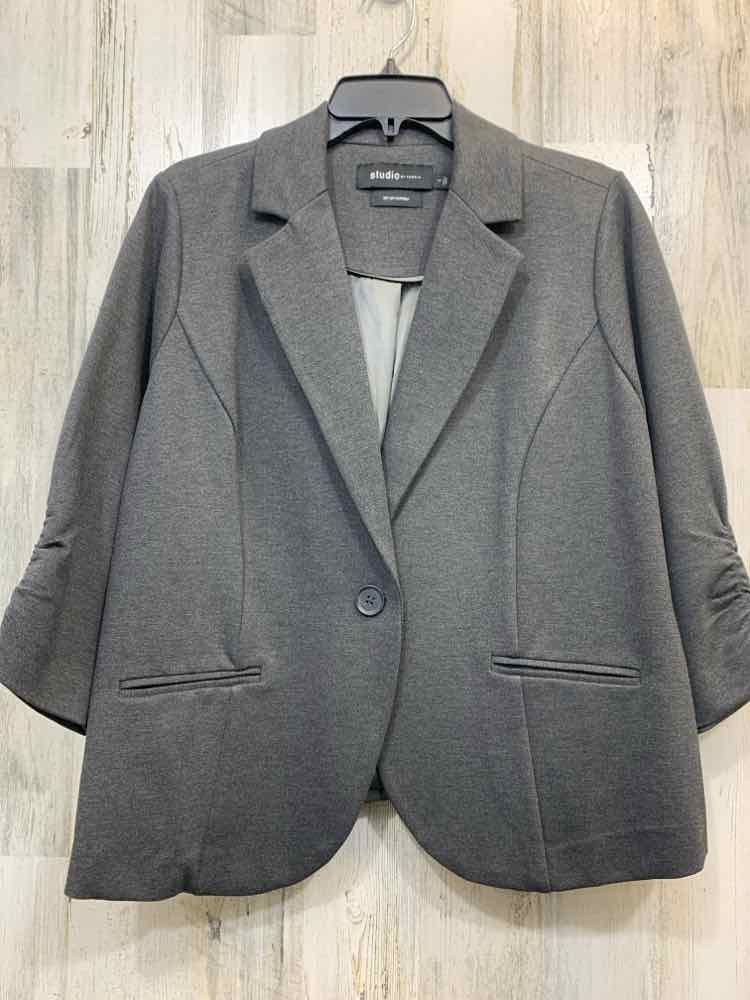 PRE-OWNED STUDIO JACKETS / COATS Size 1 Gray Solid BLAZER Blazer/GRAY BLAZER