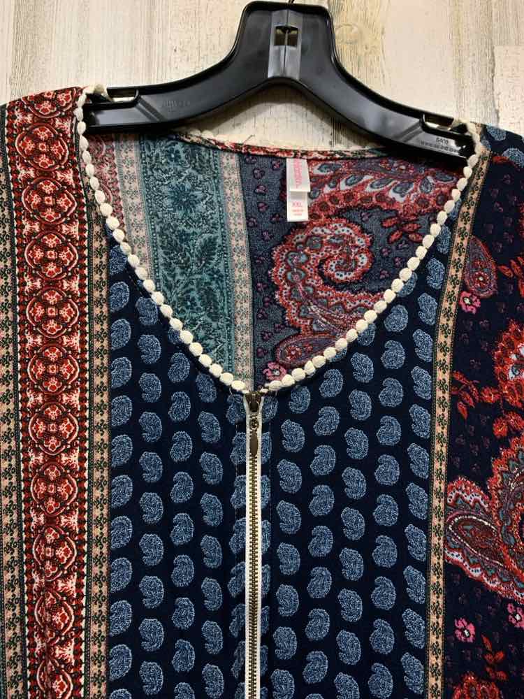 PRE-OWNED XHILARATION Tops Size XXL BLU/RED/WHT MULTI-PATTERN Blouse
