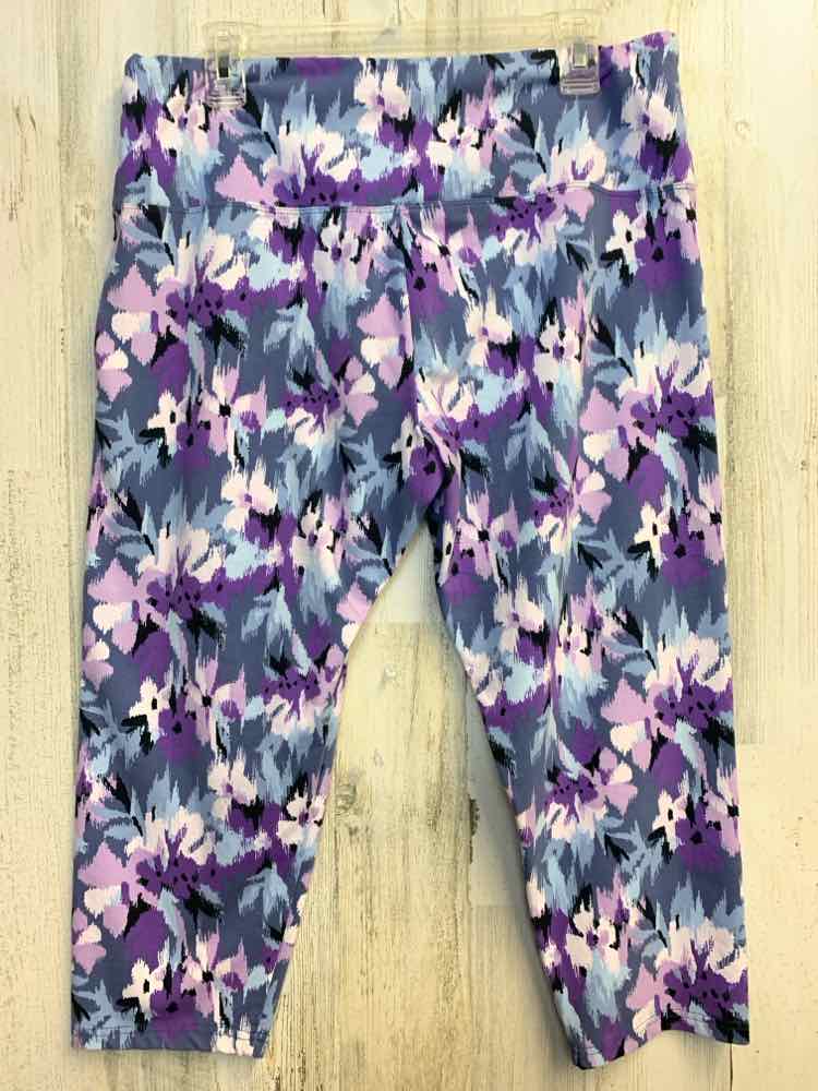 PRE-OWNED Size XL INTRO Activewear PRPL/BLU Floral HIGH RISE LEGGINGS