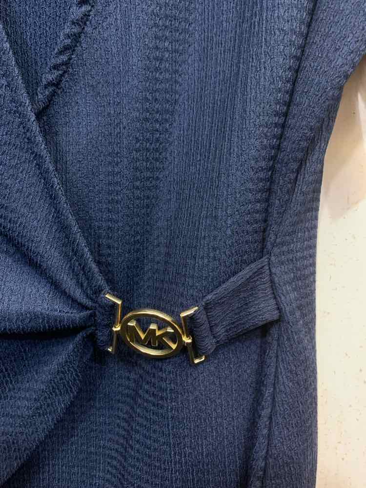 PRE-OWNED MICHAEL KORS Tops Size S Navy WRAP Blouse/NAVY WRAP TOP W/ MK LOGO MED