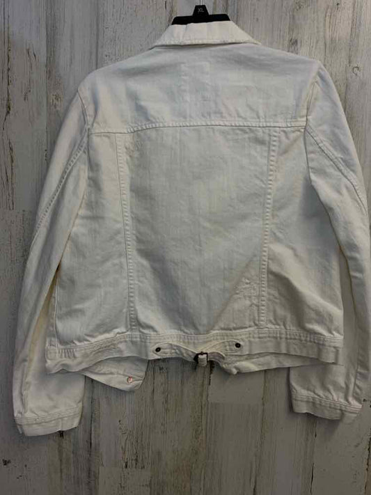 PRE-OWNED J CREW JACKETS / COATS Size M Cream Denim LONG SLEEVES Jacket/DISTRESS