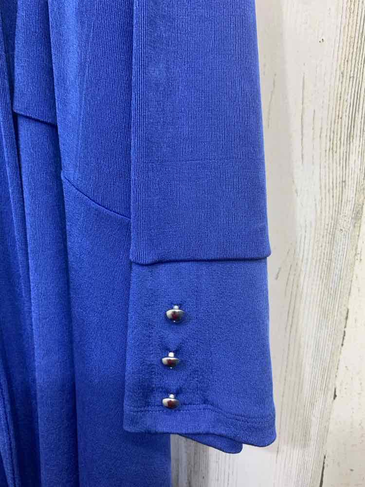 PRE-OWNED CHICOS PLATINUM PLUS SIZES Size 3/ XL Blue Solid CARDIGAN Cardigan/BLU