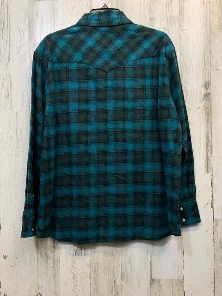 NWT Levi Strauss & Co Tops Size M TEAL/GRN Flannel Plaid LONG SLEEVES Shirt