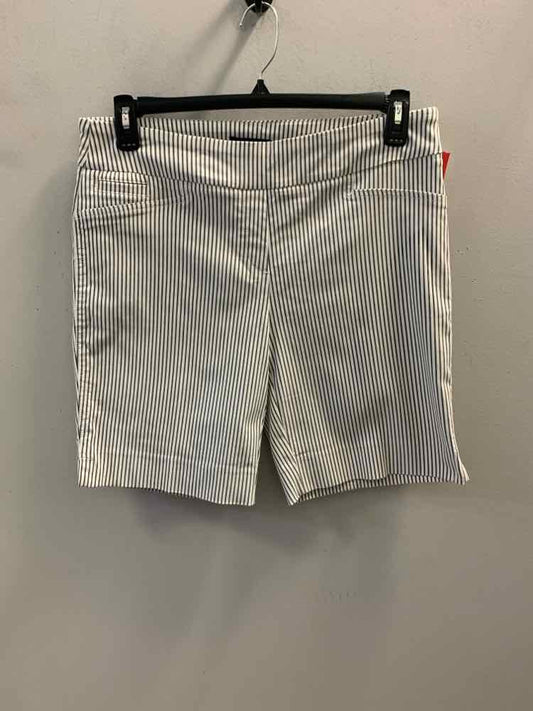 Size L HILARY RADLEY BOTTOMS WHT/GRAY Pinstripe BERMUDA Shorts