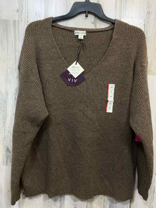 NWT AVA VIV Tops Size 1X Brown LONGSLEEVE Sweater