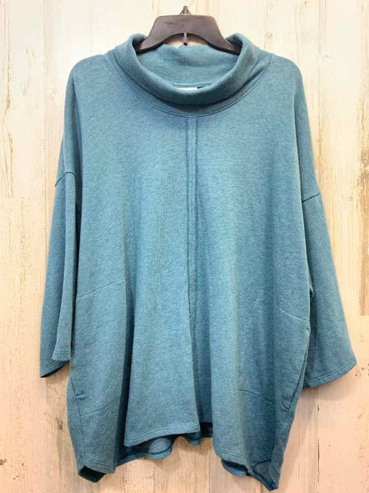 PRE-OWNED J JILL Tops Size M AQUA Solid SWEATER Sweater/HIGH NECK AQUA SWEATER T