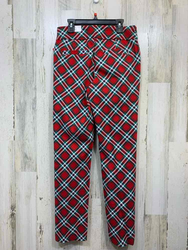 NWT Size 6P KIM ROGERS BOTTOMS RED/WHT/GRN Plaid TAPERED Pants