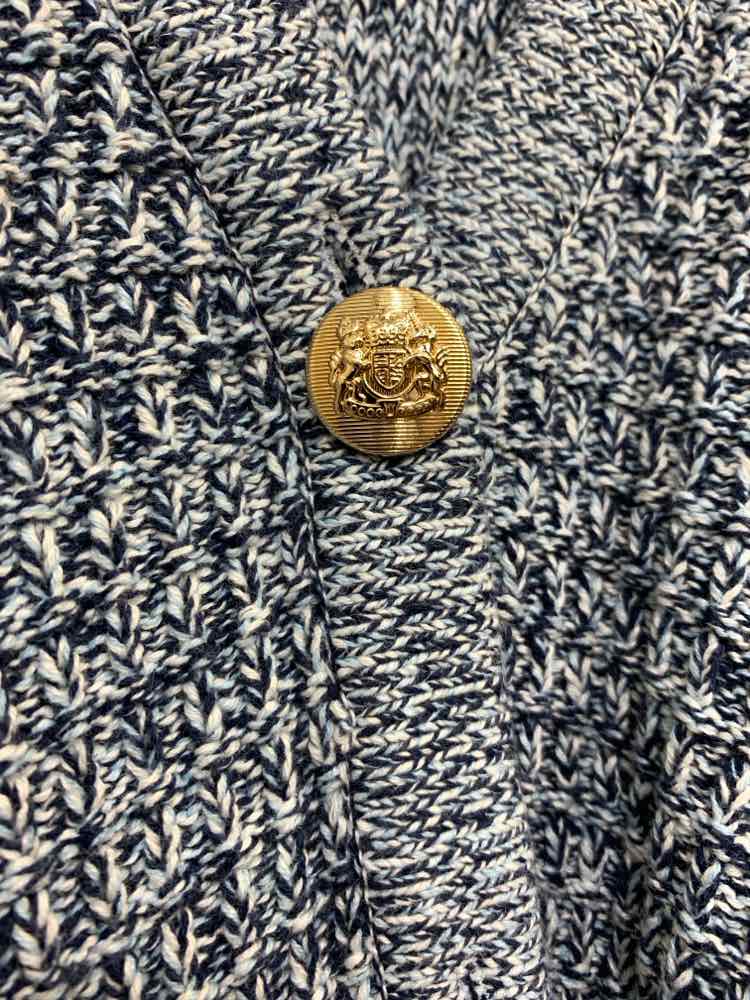 NWT ON 34TH Size M WHT/NVY/BLU WAFFLE KNIT LONG SLEEVES/MARLED BUTTON  Cardigan