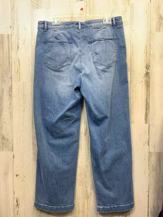 Size 14P J JILL BOTTOMS Blue Denim WIDE LEG Jeans