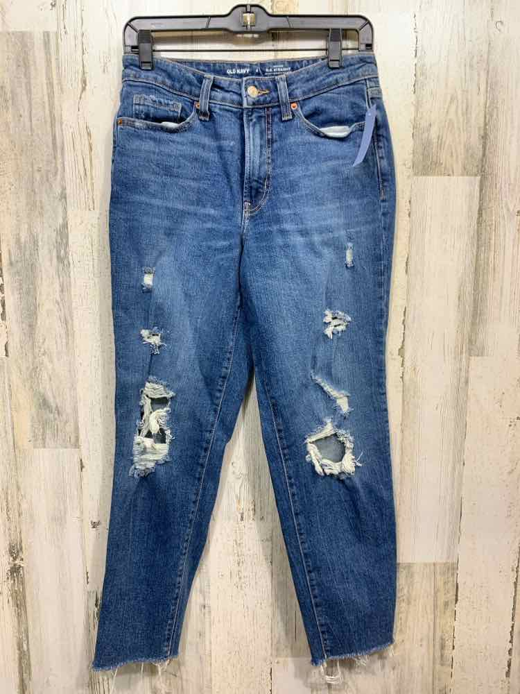 PRE-OWNED OLD NAVY Size 4 BOTTOMS DISTRESSED/LOOSE HEM BLUE JEANS
