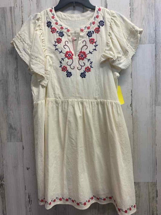 NWT UMGEE Dresses and Skirts Size L CREAM/BLUE/PINK Floral A-LINE Dress/CREAM A-