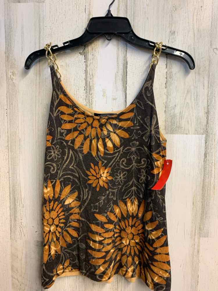 PRE-OWNED AUGUST SILK Tops Size M BRN/ORNG Floral SLEEVELESS TOP