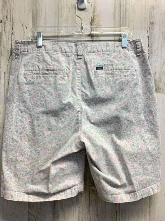 PRE-OWNED Size 16 LEE BOTTOMS WHT/BLU/PUR/PNK Floral MID RISE Shorts/REGULAR FIT