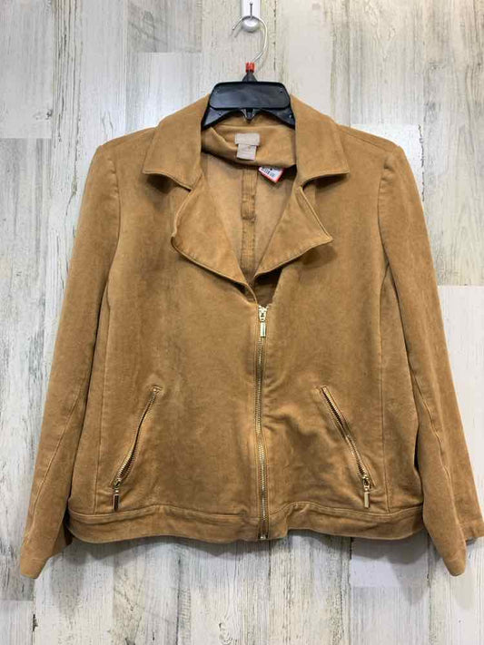 CHICOS JACKETS / COATS Size 2P Camel Suede JACKET Jacket