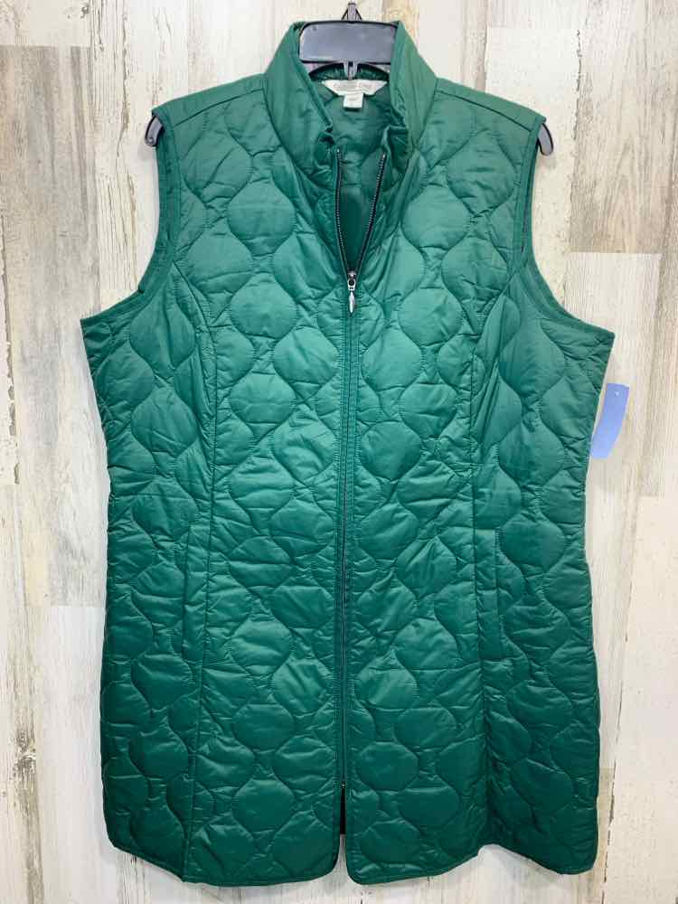 PRE-OWNED COLDWATER CREEK Size L JACKETS / COATS GREEN QUILTED FRONT ZIP VEST