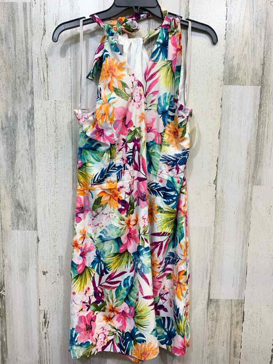 PRE-OWNED TOMMY Dresses and Skirts Size L WHT/GRN/BLU Floral HALTER Dress