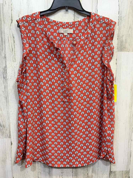 PRE-OWNED LOFT Tops Size XXL ORG/WHT/BLK Floral SLEEVELESS Blouse