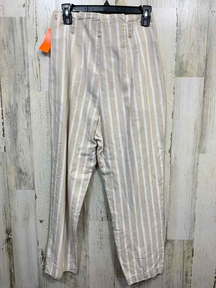 PRE-OWNED Size S ABERCROMBIE BOTTOMS SAND/WHT Stripe Pants