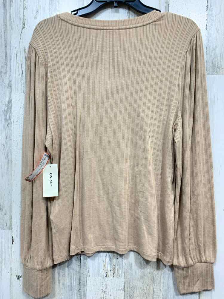 NWT ON 34TH Tops Size XL NUDE RIBBED LONG SLEEVE Blouse