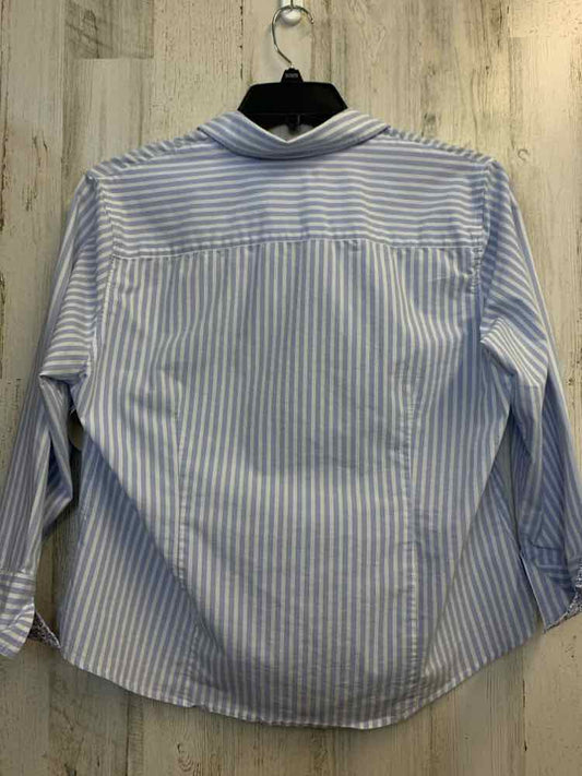 NINETY Tops Size XL LT BLUE/WHT Stripe 3/4 LENGTH Shirt