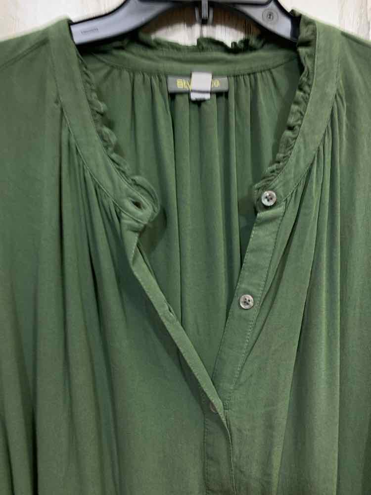 NWT STYLE & CO Tops Size 3X Green Solid LONG SLEEVE Blouse