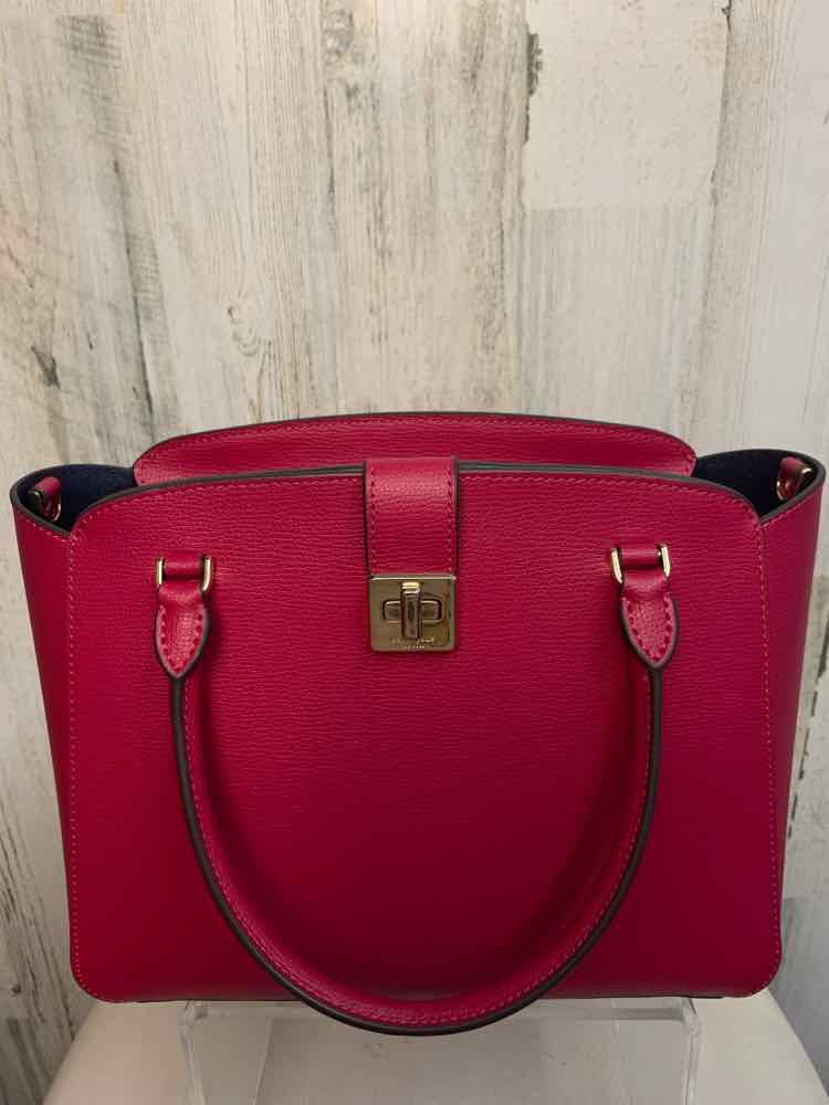 KATE SPADE Designer Handbags RASPBERRY/REFINED GRAIN SATCHEL/CROSS