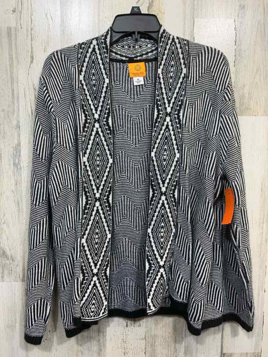 PRE-OWNED RUBY RD Size XL Tops BLK/WHT CHEVRON LONG SLEEVE Cardigan