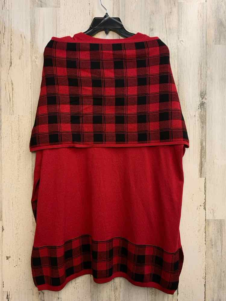 PRE-OWNED LETY & ME PLUS SIZES Size 3X Red Plaid LONG SLEEVES TOP/TOP+SCARF