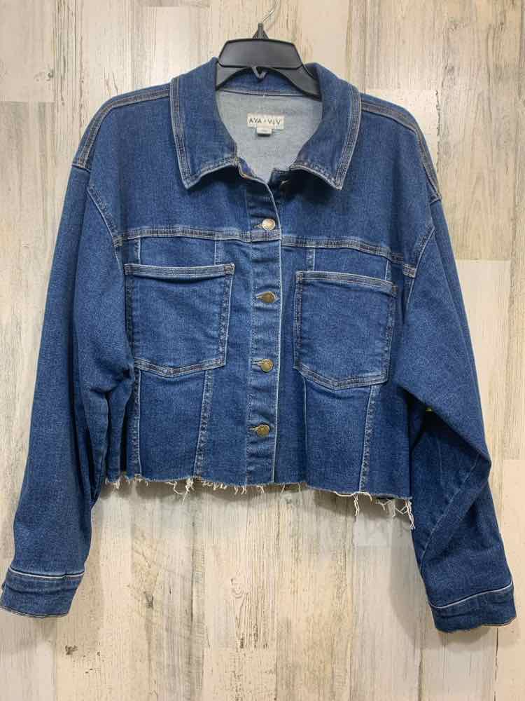 AVA VIV JACKETS / COATS Size 1X BLU JEAN BUTTON UP LONGSLEEVE Jacket (Outdoor)