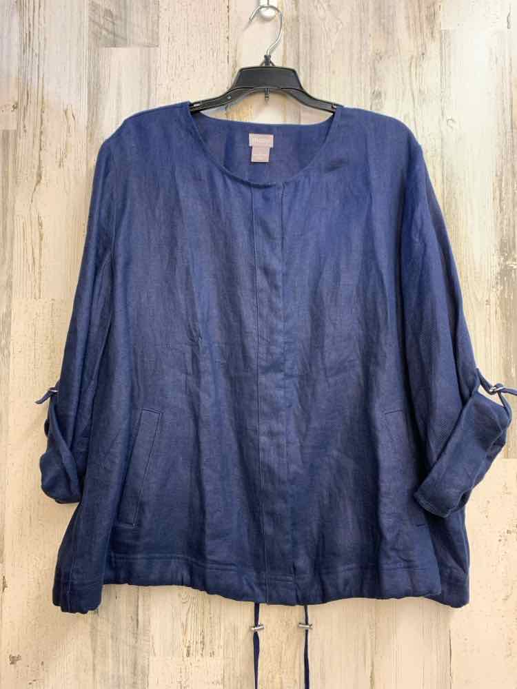 CHICOS PLUS SIZES Size 4 Navy 3/4 LENGTH TOP