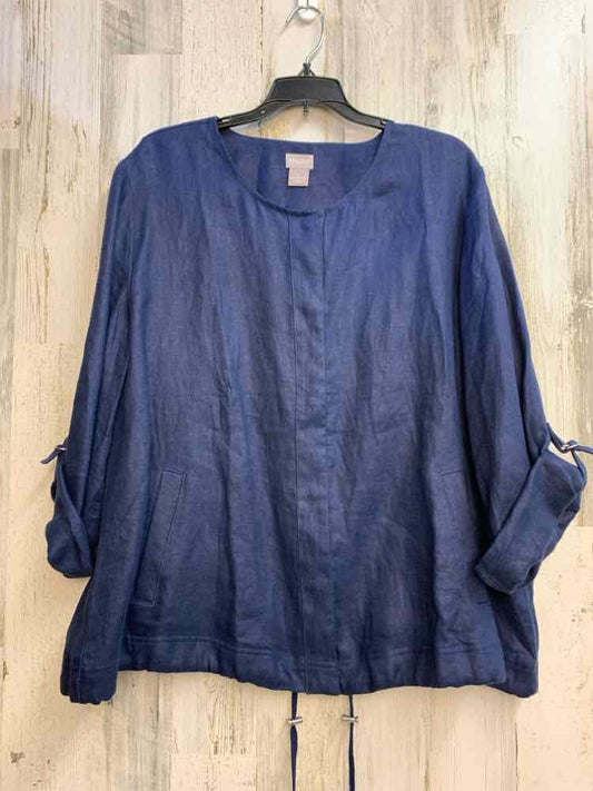 CHICOS PLUS SIZES Size 4 Navy 3/4 LENGTH TOP