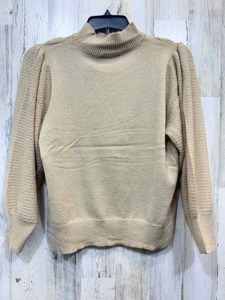 NWT ADRIENNE VITTADINI Tops Size XL Tan RUFFLES HIGH NECK Sweater/TAN HIGH NECK