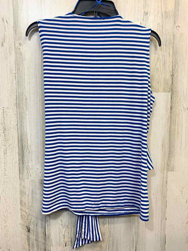 VINCE CAMUTO Tops Size L BLU/WHT Stripe SLEEVELESS TOP
