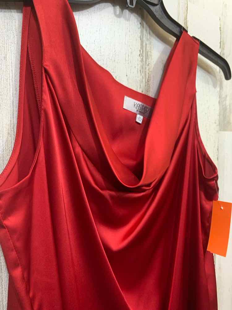 PRE-OWNED KASPER Size L Tops Red SLEEVELESS COWL NECK BLOUSE