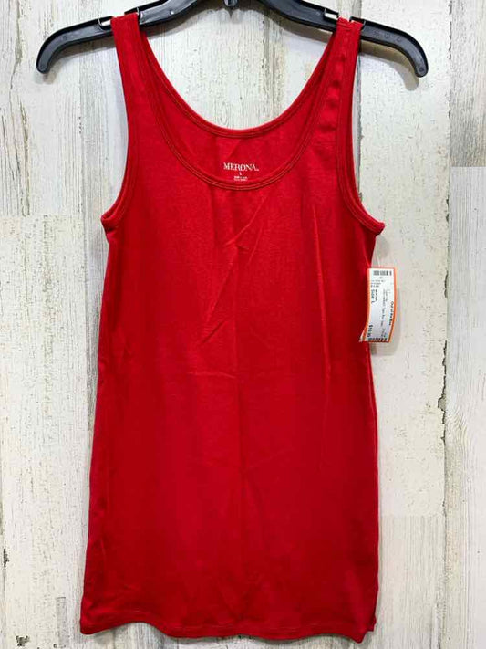 PRE-OWNED MERONA Tops Size L Red Solid Tank Top